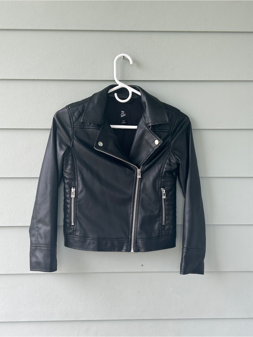 art class Black Faux Leather Moto Jacket with Zip Pockets